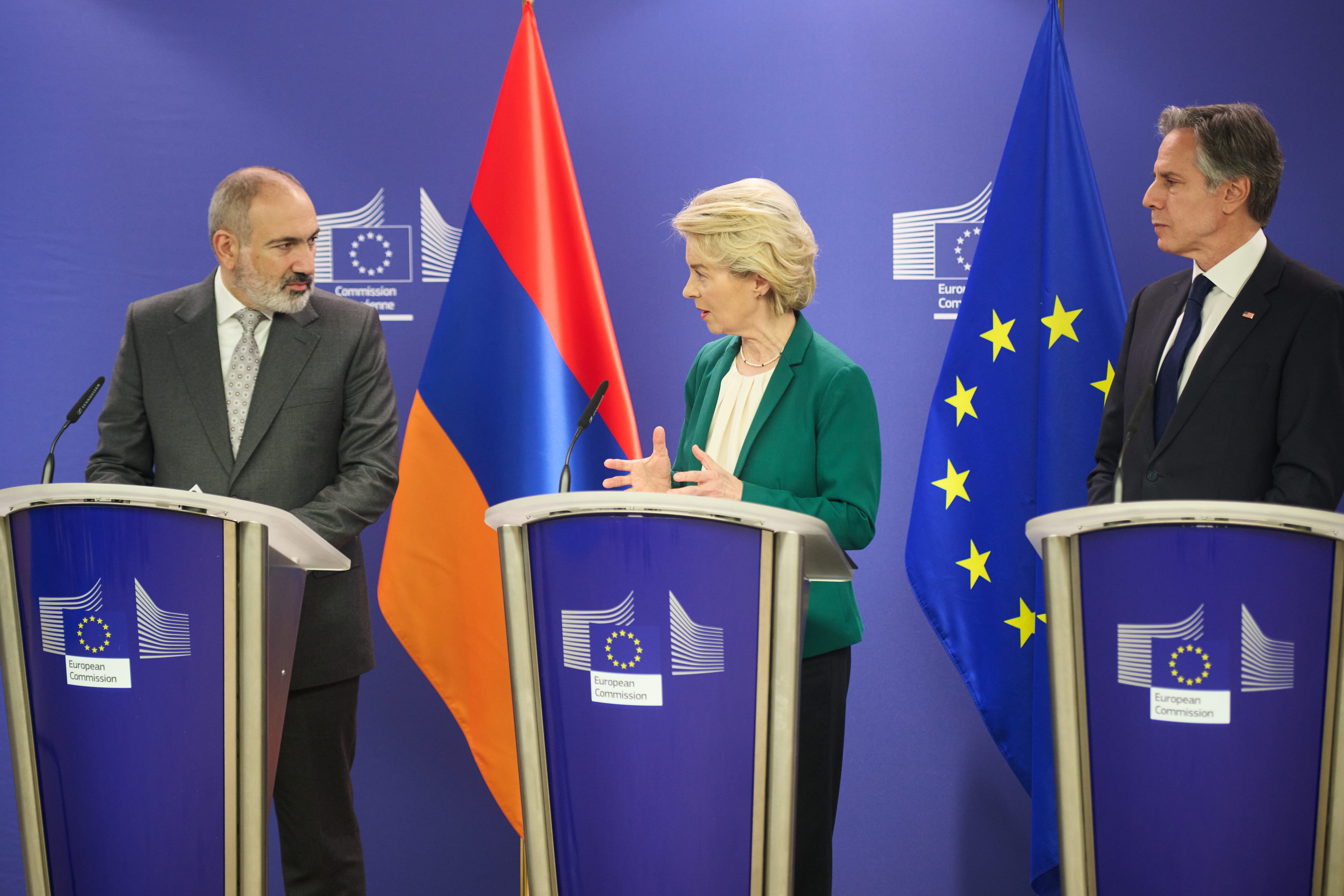 Nikol Pashinyan, Ursula von der Leyen and Antony Blinken © European Commission