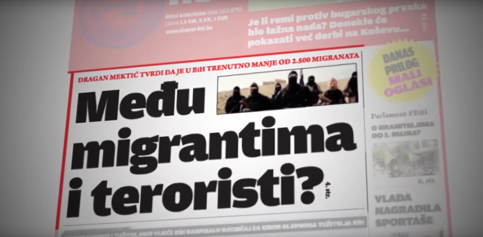 "Terroristi tra i migranti?" - Immagne tratta dal documentario "Patka" prodotto dal Media Centar di Sarajevo "Terroristi tra i migranti?" - Immagne tratta dal documentario "Patka" prodotto dal Media Centar di Sarajevo