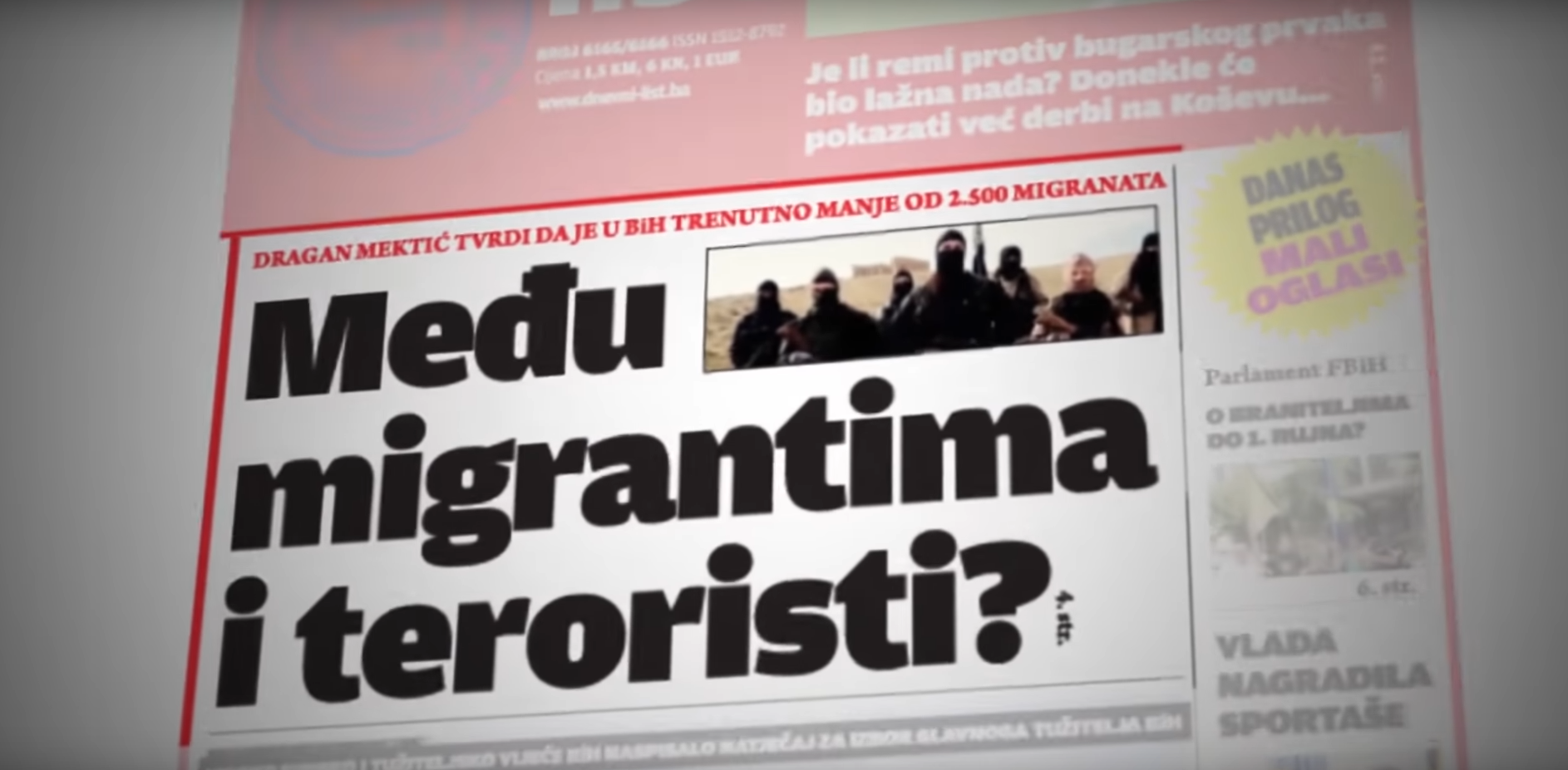 "Terroristi tra i migranti?" - Immagne tratta dal documentario "Patka" prodotto dal Media Centar di Sarajevo 