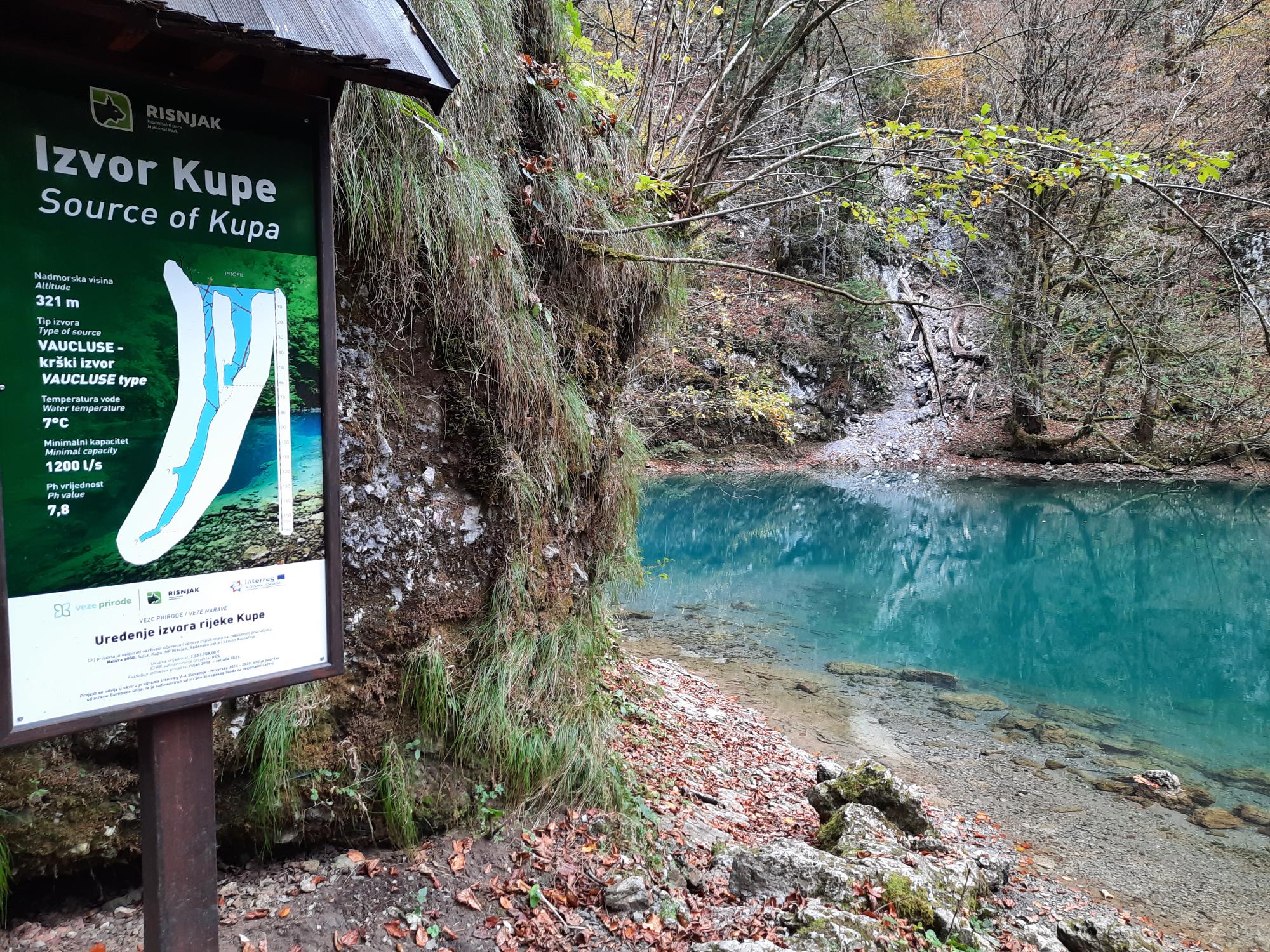 A sign points to the source of the Kupa - photo by Giovanni Vale