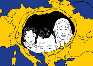 Da 'Chiusi dentro' - copertina di Gianluca Costantini, edito da Altreconomia