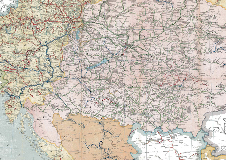 Detail of the railway map of the Austro-Hungarian empire in 1911 (Wikimedia Commons) Detail of the railway map of the Austro-Hungarian empire in 1911 (Wikimedia Commons)