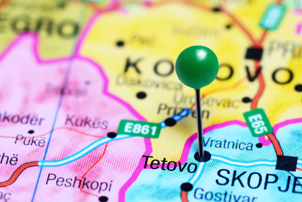 Tetovo on a map © Dmitrijs Kaminskis/Shutterstock