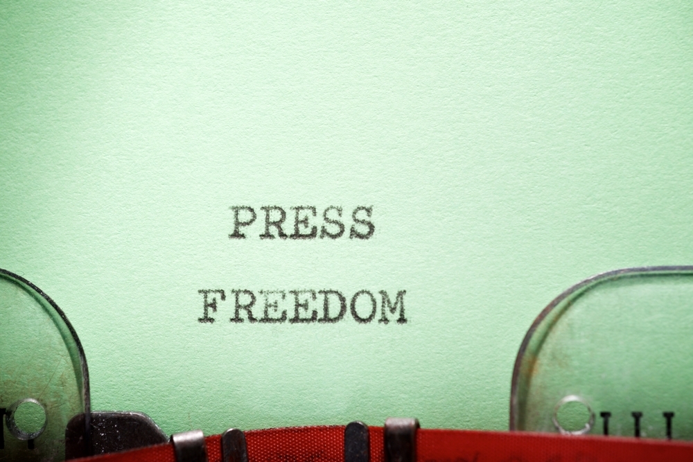 "Press freedom" scritto a macchina "Press freedom" scritto a macchina