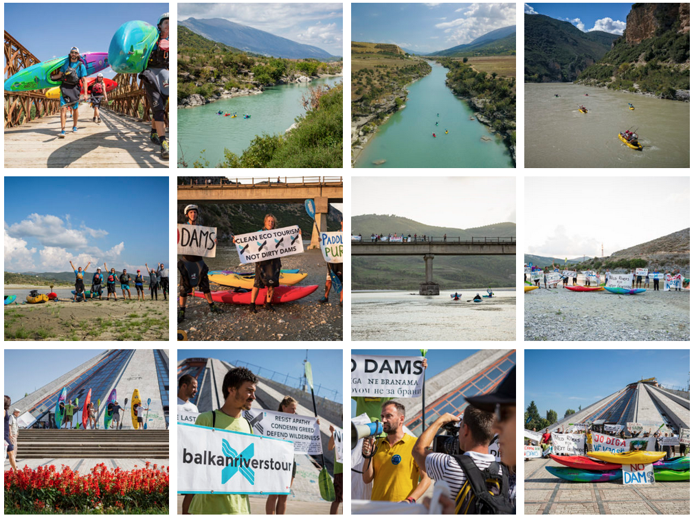 A photo collage from a page of the Balkan River Defense portal