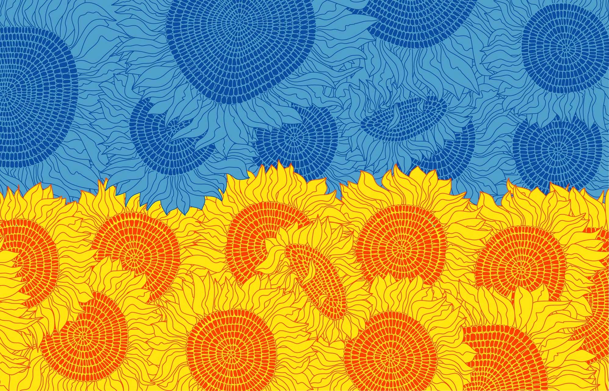 Bandiera dell'Ucraina stilizzata con girasoli - © natalia yur/Shutterstock