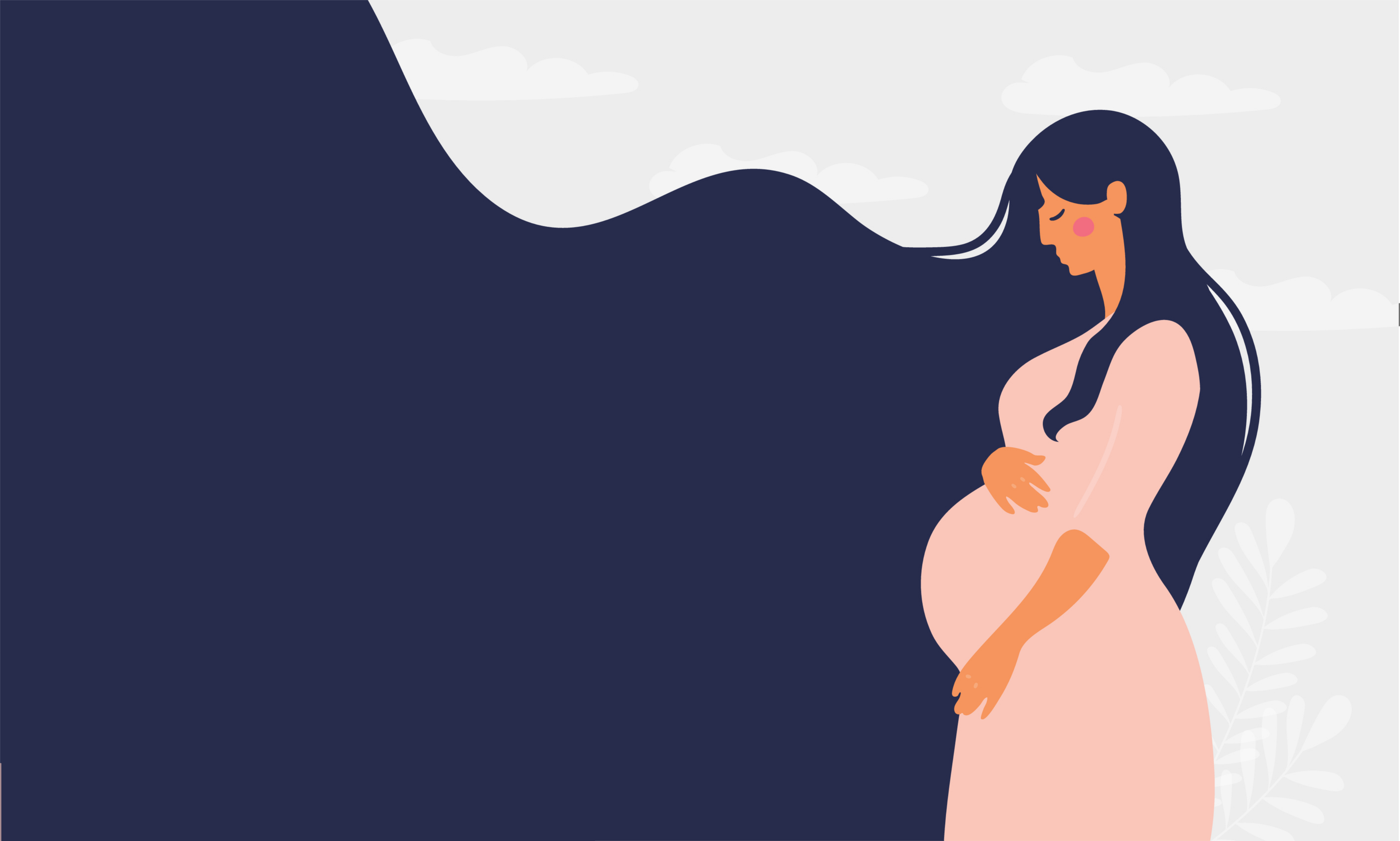 Illustration pregnant woman on blue backdrop