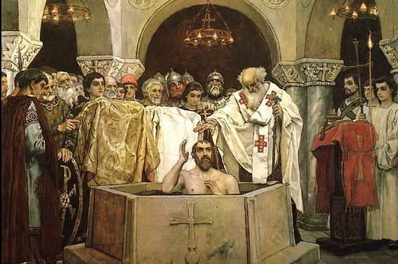 Il battesimo di Volodymyr/Vladimir in un quadro di Viktor Vasnecov - Wikipedia Creative Commons