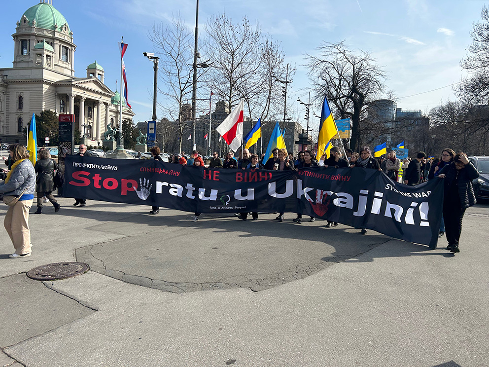 Belgrado 24 febbraio 2023 "Stop alla guerra in Ucraina" (foto M. Moratti)