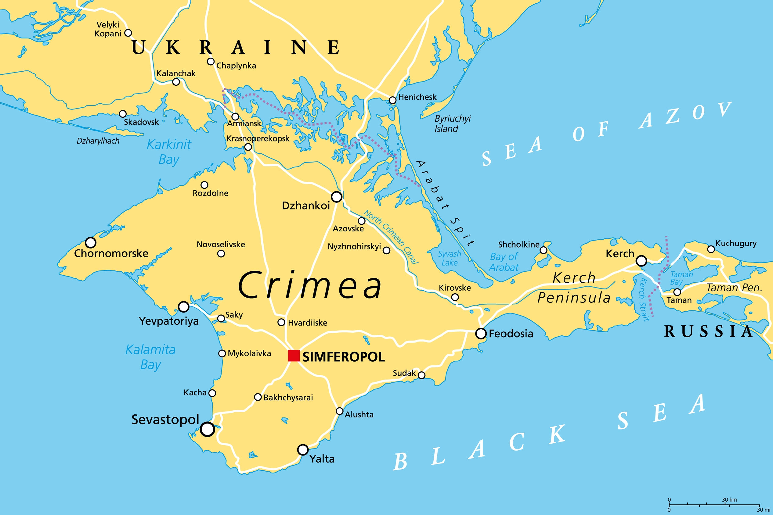Una mappa della Crimea Una mappa della Crimea