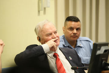 Ratko Mladić, durante la lettura della sentenza (ICTY)