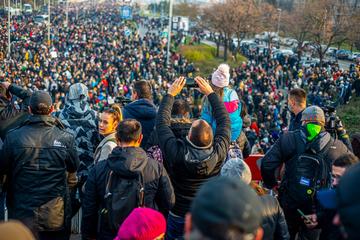 Protesta contro Rio Tinto a Belgrado, Serbia, dicembre 2021 © Zivko Trikic/Shutterstock