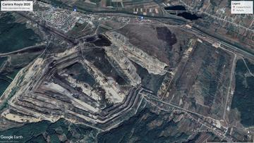 Evoluzione del perimetro della cava di Roșia, 2020 - Google Earth
