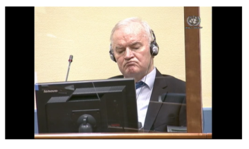 Ratko Mladić durante la lettura della sentenza di secondo grado l'8 giugno 2021