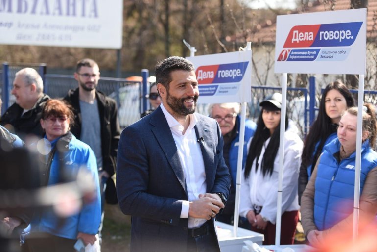 Aleksandar Šapić durante la campagna elettorale per le municipali del 24 aprile 2022 © Facebook / Aleksandar Šapić