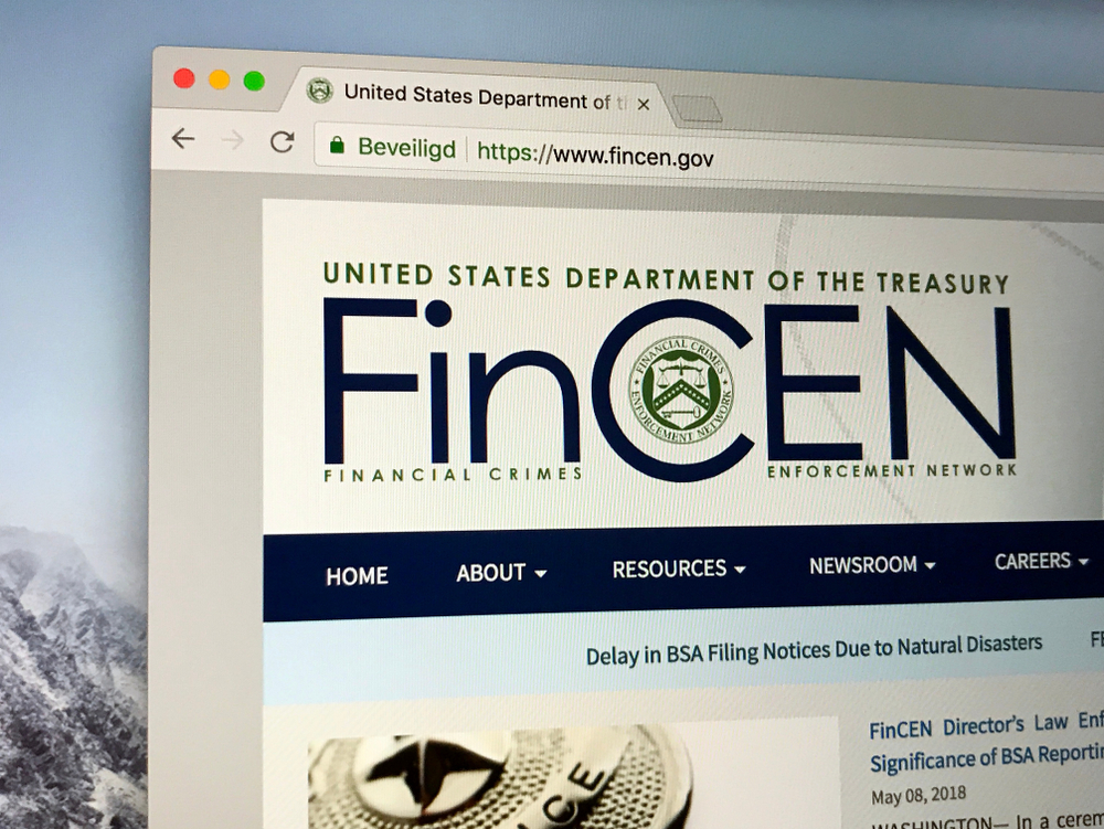 Il sito web del Financial Crimes Enforcement Network (FinCen) © Jarretera/Shutterstock