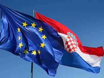 Bandiera croata e dell'Ue