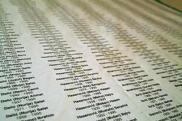 Lista di scomparsi di Srebrenica (Foto Gughi Fassino)