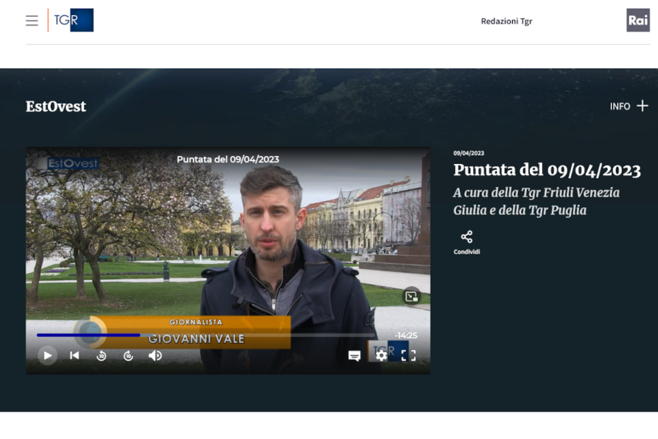 09.04.2023_Rai TV Fvg_Intervista a Giovanni Vale su introduzione europ in Croazia_trasmissione Estovest