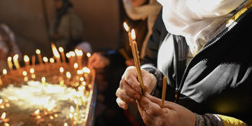  Ethnic Armenians celebrate Christmas on 6 January 2024 at one of the Apostolic Churches, St. Etchmiadzin, in Tbilisi.© Onnik James krikorian/OBCT