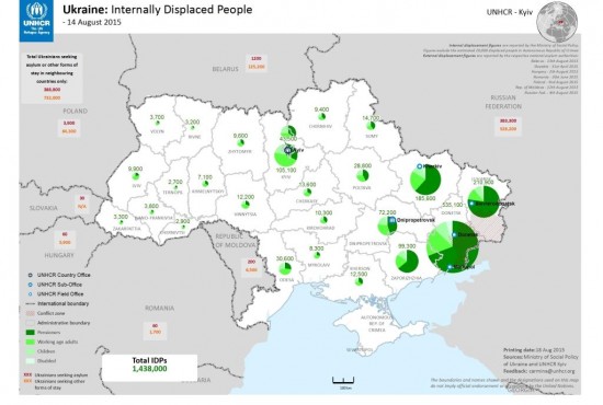 Mappa sugli sfollati interni (Unhcr. agosto 2015)