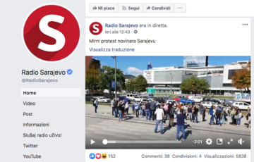 Le proteste di ieri riportate dalla pagina Facebook di Radio Sarajevo Le proteste di ieri riportate dalla pagina Facebook di Radio Sarajevo