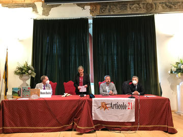 Trento, 2 maggio 2022 da sx Carlo Bartoli, Elisabeth Mair, Franco Ianaselli e Rocco Cerone - foto OBCT