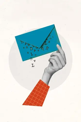 Poster,Banner,Collage,Of,Hand,Holding,New,Message,Green,Letter