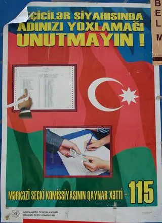 "Don't forget to check your names on the voter list". For more information call 115, the telephone hot-line for the central election commission. "Don't forget to check your names on the voter list". For more information call 115, the telephone hot-line for the central election commission.