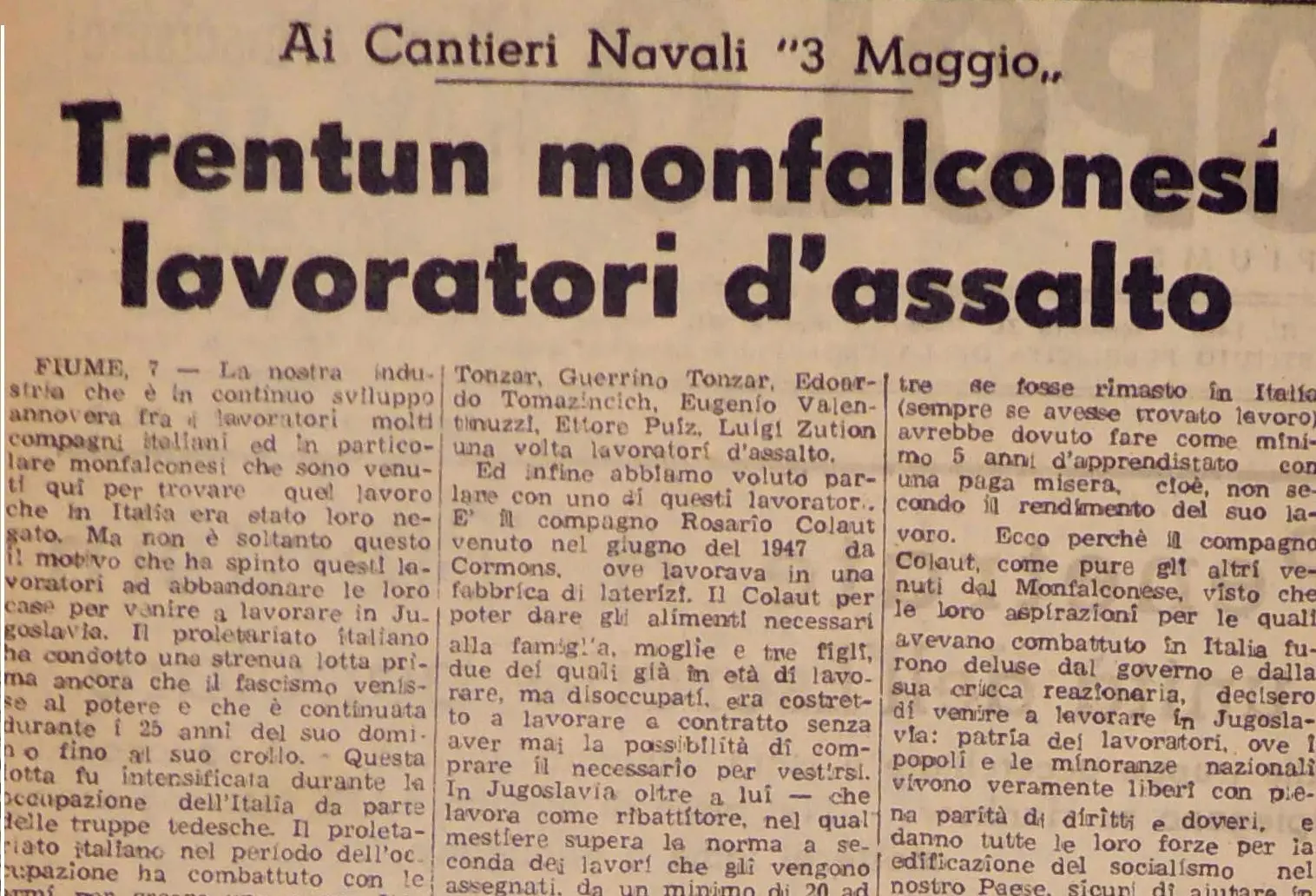 La voce del Popolo, gennaio 1949