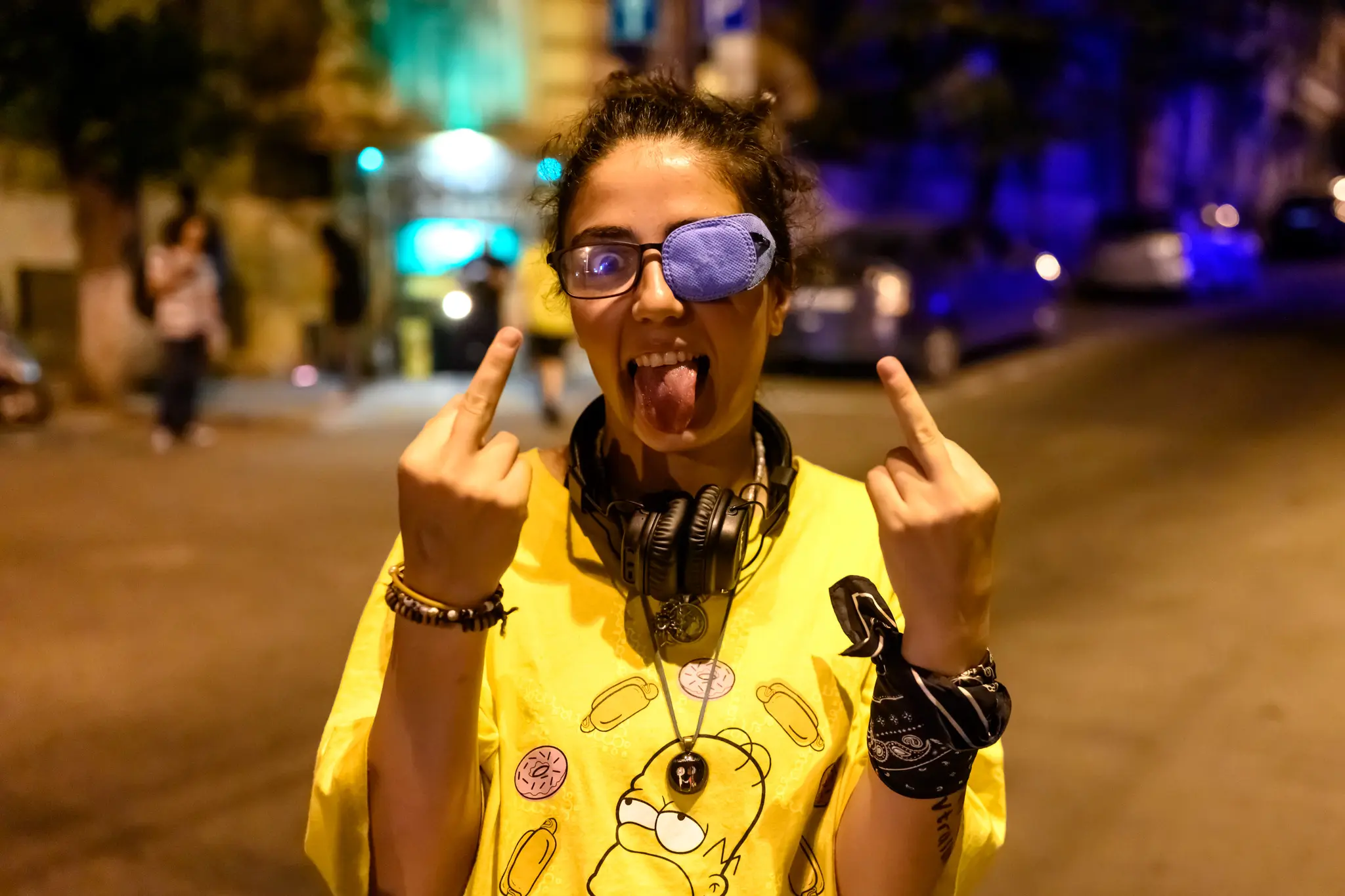 Mako Gomuri (photo © O. J. Krikorian) Mako Gomuri, then 19 years of age, outside Tbilisi’s Creator Bar where she was attending a punk rock concert, a month after losing an eye to a police rubber bullet during the 20 June dispersal outside of the Georgian parliament.
