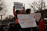Armenian activists protesting in front of OSCE election monitoring mission office (PanArmenian Photos)