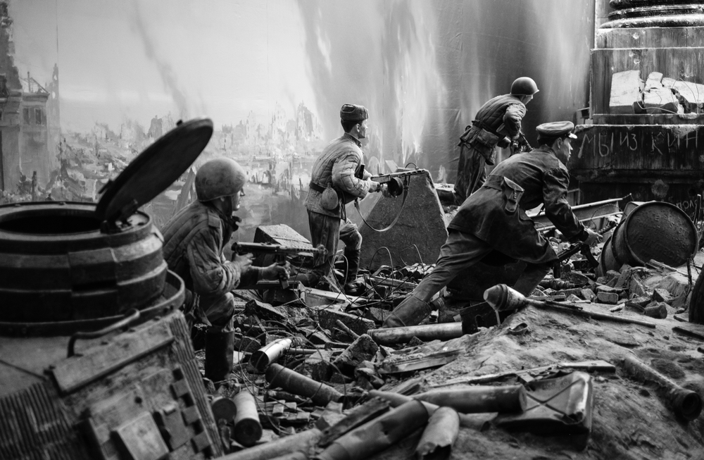 Immagine della presa di Berlino da parte delle truppe sovietiche - Mosca, Museo della Grande Guerra Patriottica © Igor Lushchay/Shutterstock Immagine della presa di Berlino da parte delle truppe sovietiche - Mosca, Museo della Grande Guerra Patriottica © Igor Lushchay/Shutterstock