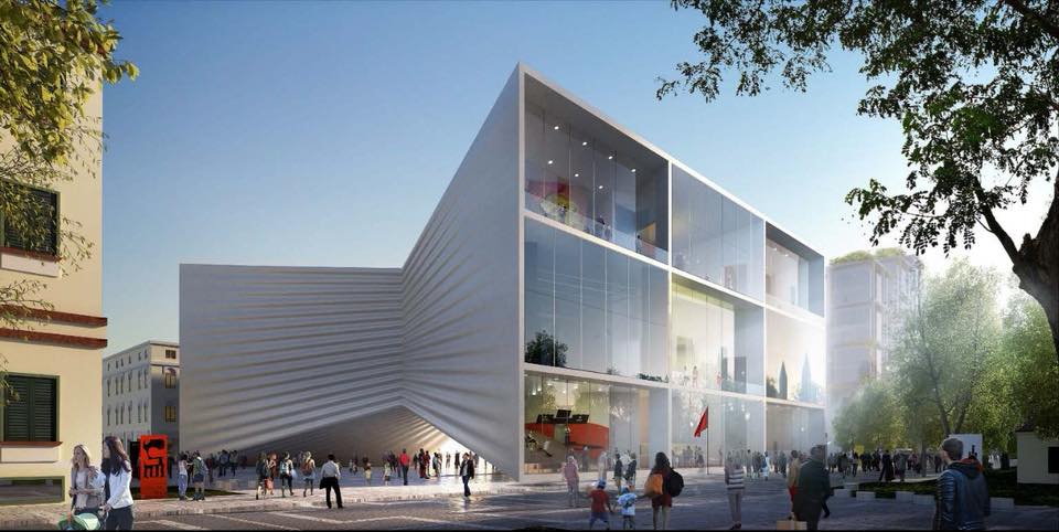 Un rendering del nuovo progetto per il Teatro nazionale di Tirana Un rendering del nuovo progetto per il Teatro nazionale di Tirana
