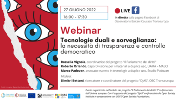 Webinar: tecnologie duali e sorveglianza