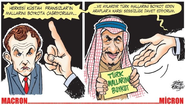 MACRON……MICRON – Chiedo a tutti di boicottare i prodotti degli insolenti francesi… e vi invito a non esprimervi contro gli arabi che da mesi boicottano i prodotti turchi. MACRON……MICRON – Chiedo a tutti di boicottare i prodotti degli insolenti francesi… e vi invito a non esprimervi contro gli arabi che da mesi boicottano i prodotti turchi.