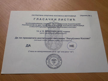 Scheda elettorale del referendum nel nord Kosovo