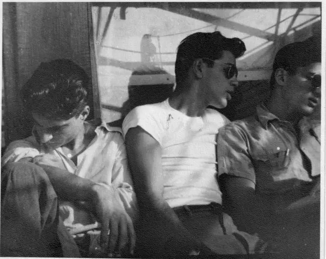 Armenian-American Repatriates Bobby (left), Paul (center), and Johnny (right) sailing on the Rossiya from New York to Armenia in 1947. Photograph courtesy of Hazel Antaramian Hofman