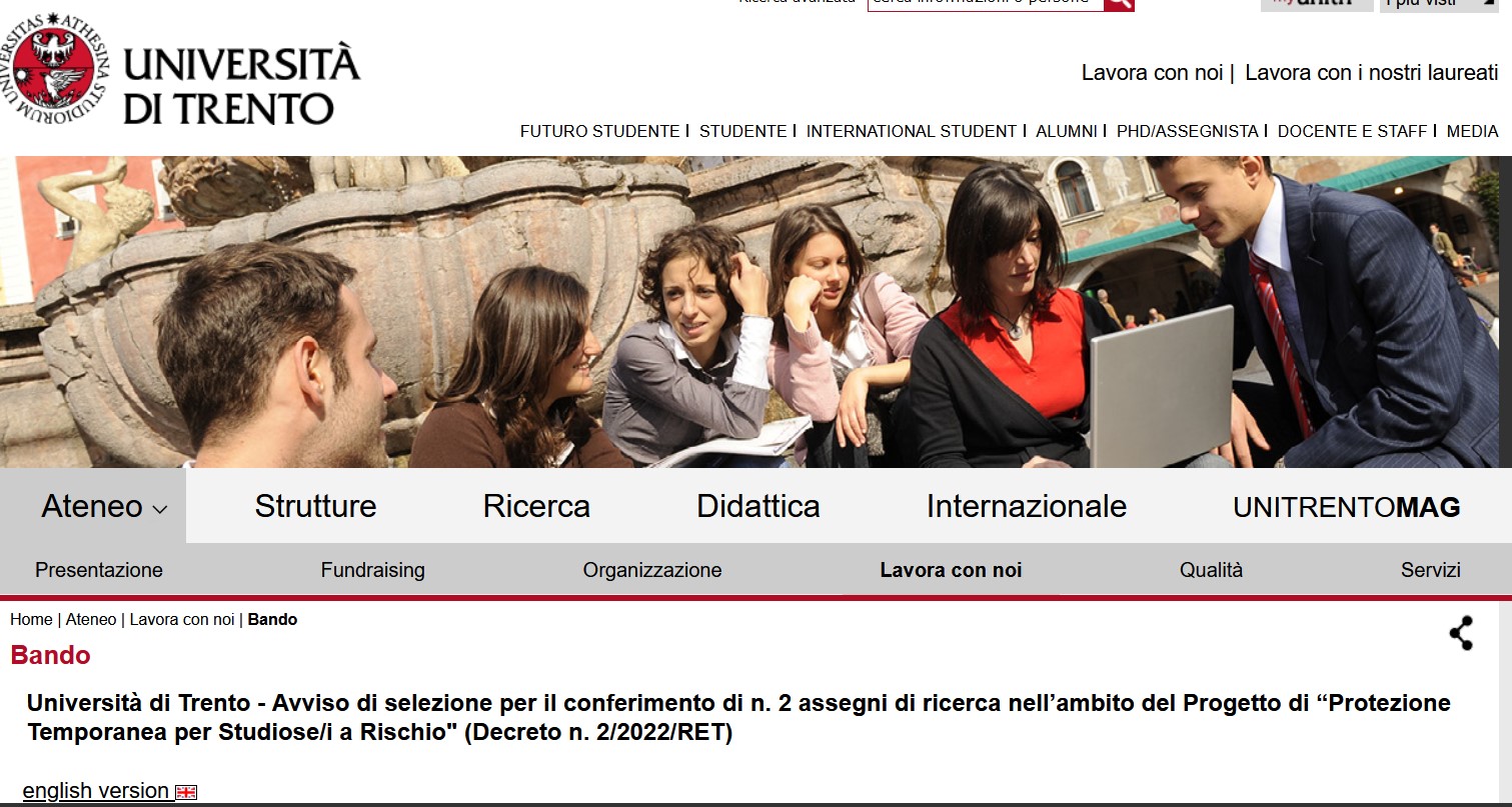 Universita-di-Trento-due-borse-di-studio-annuali-per-accademici-minacciati