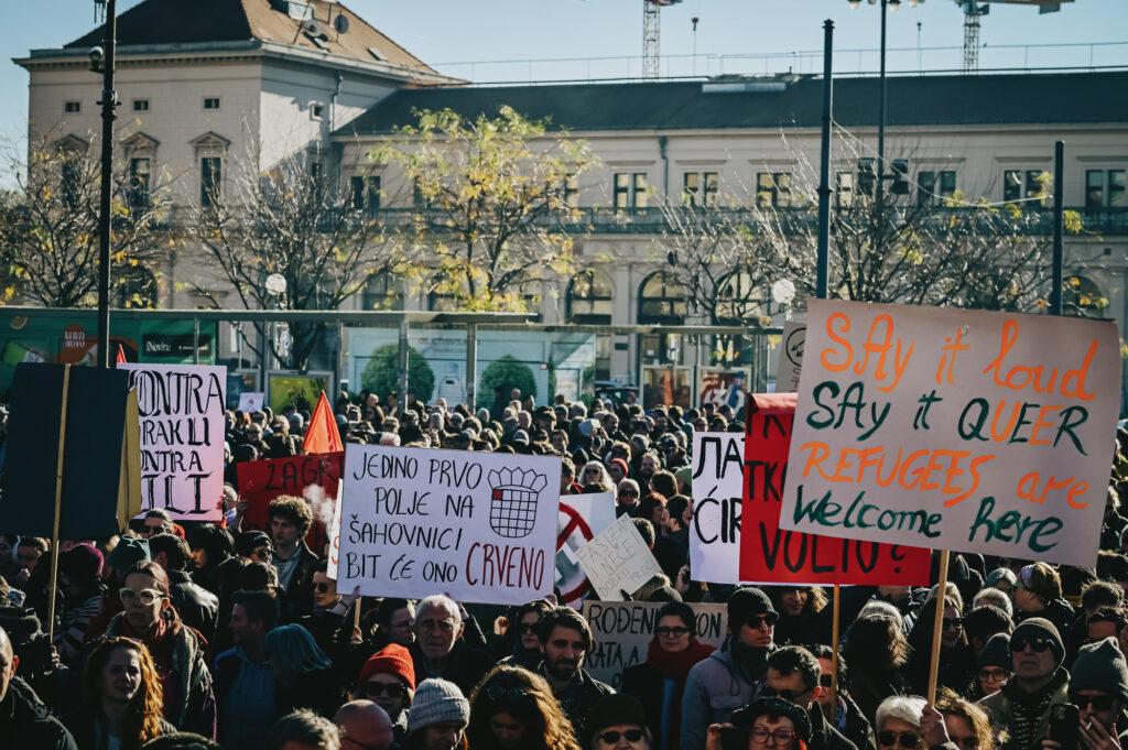 La manifestazione antifascista a Zagabria del 30 novembre 2025 © Sanja Matić / Za Hrvatsku slobode