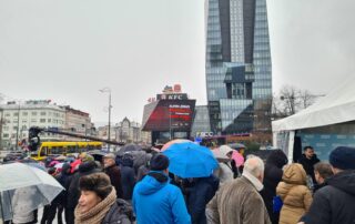 Durante le proteste per la BHRT a Sarajevo - Foto E. Krehić