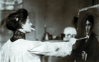 Ivana Kobilca u svom ateljeu, 1912. Revija Zarja Archives