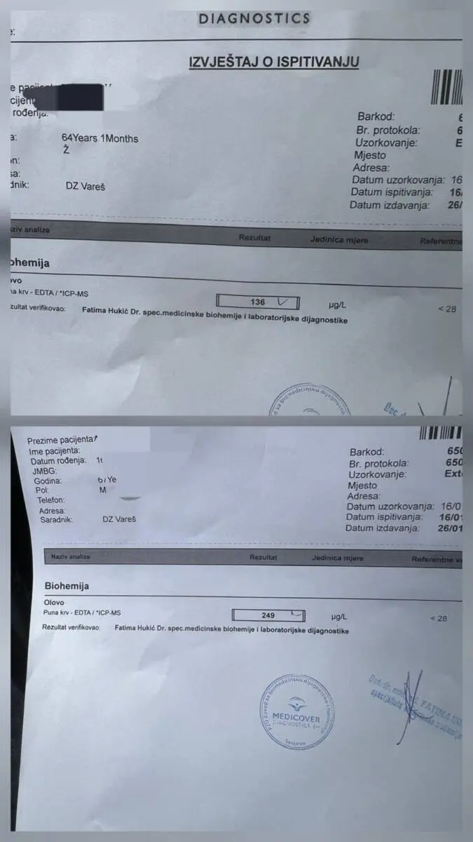 Analisi del sangue per il rilevamento del piombo - Foto Associazione Fojnica