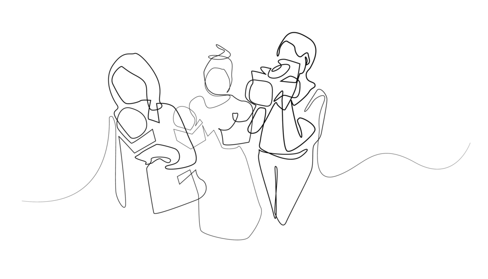 Continuous line drawing of journalists © vionaembun42/ Shutterstock