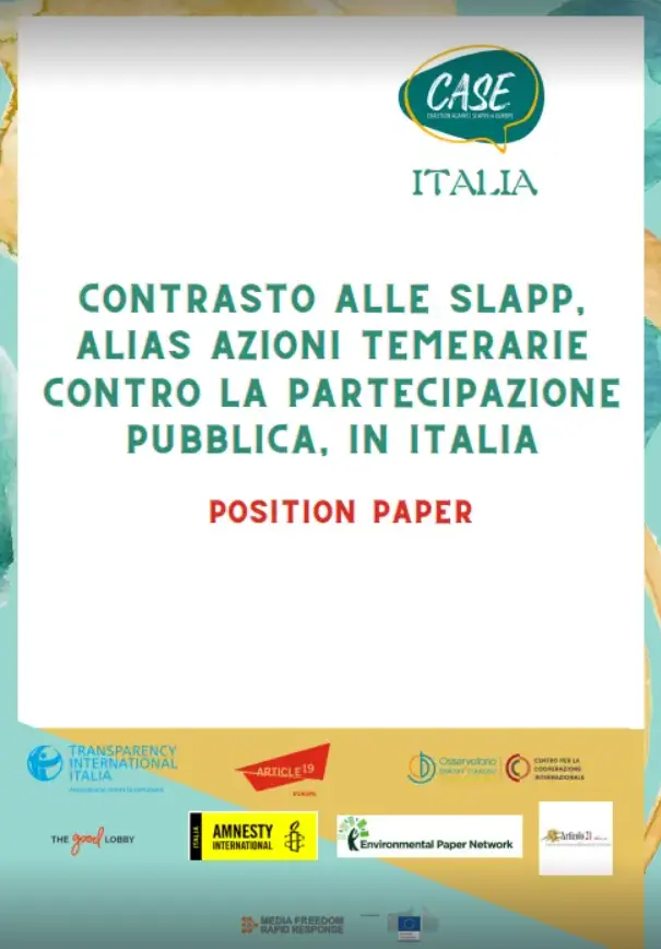 Contrasto alle SLAPP, alias azioni temerarie contro la partecipazione pubblica, in Italia