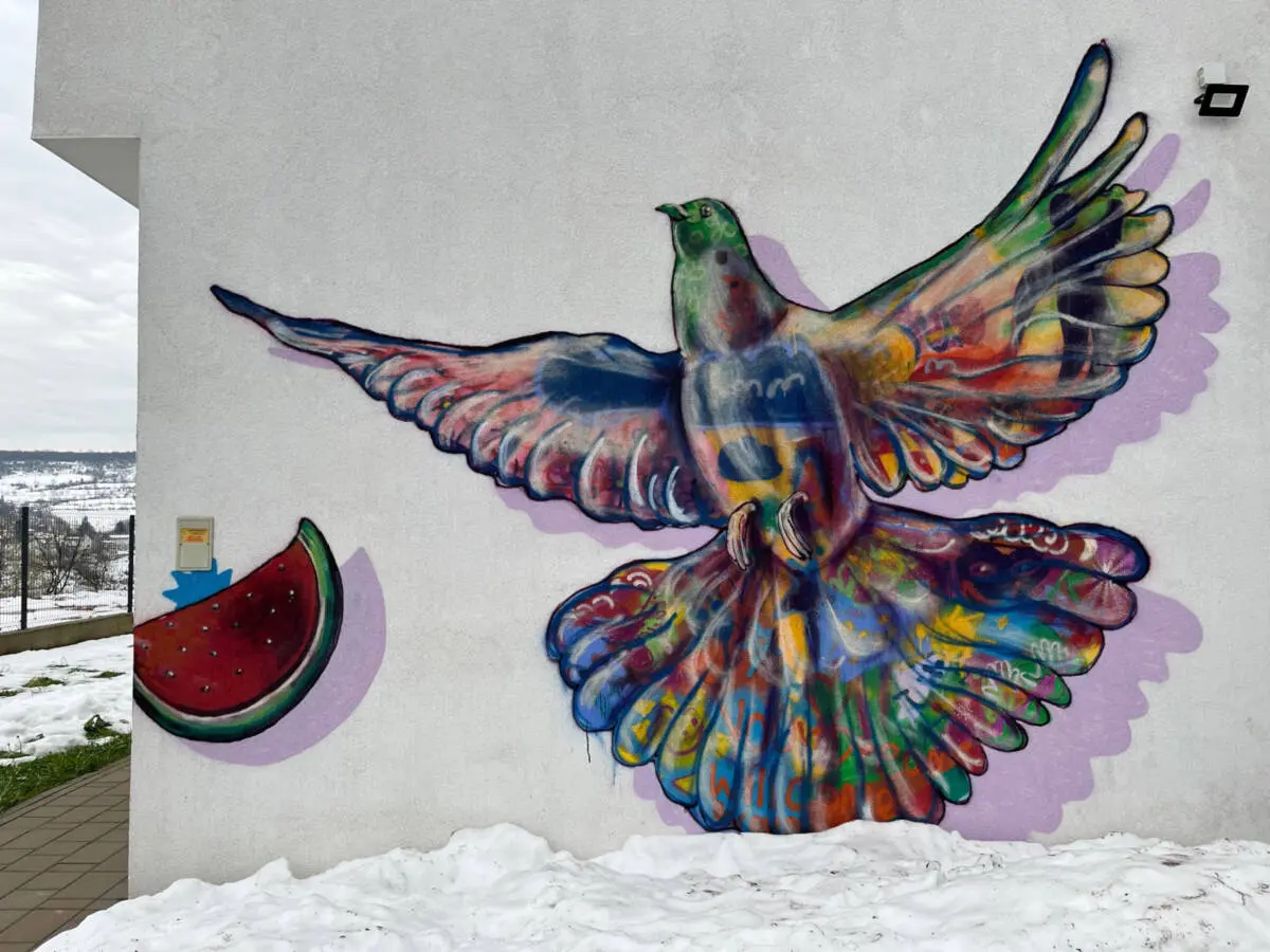 Il murales sulla Casa delle Giovani Menti, Bihać 2026 © foto N.Corritore
