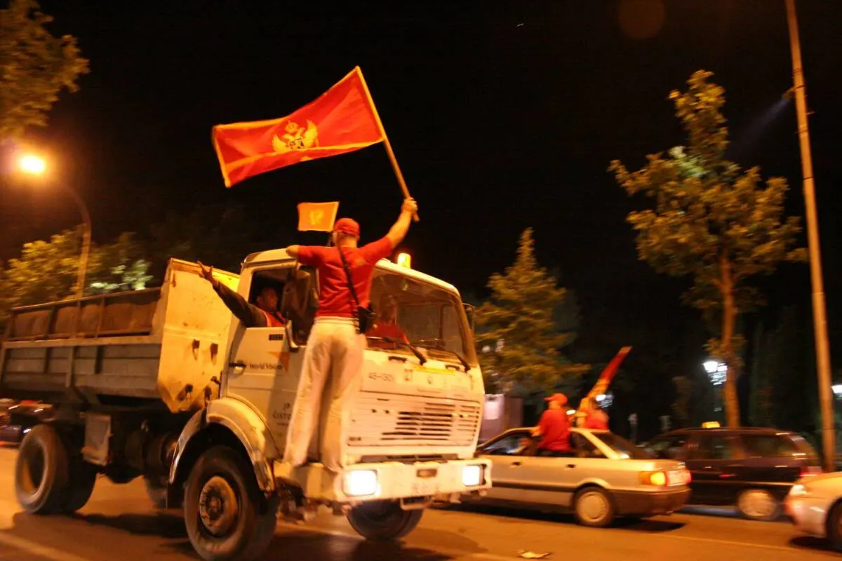 Podgorica, Montenegro, maggio 2006, durante i festeggiamenti dopo il referendum - Foto L. Zanoni