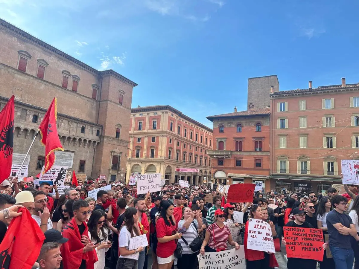 Durante la protesta a Bologna, giugno 2026 - Foto di Mirela Alushi