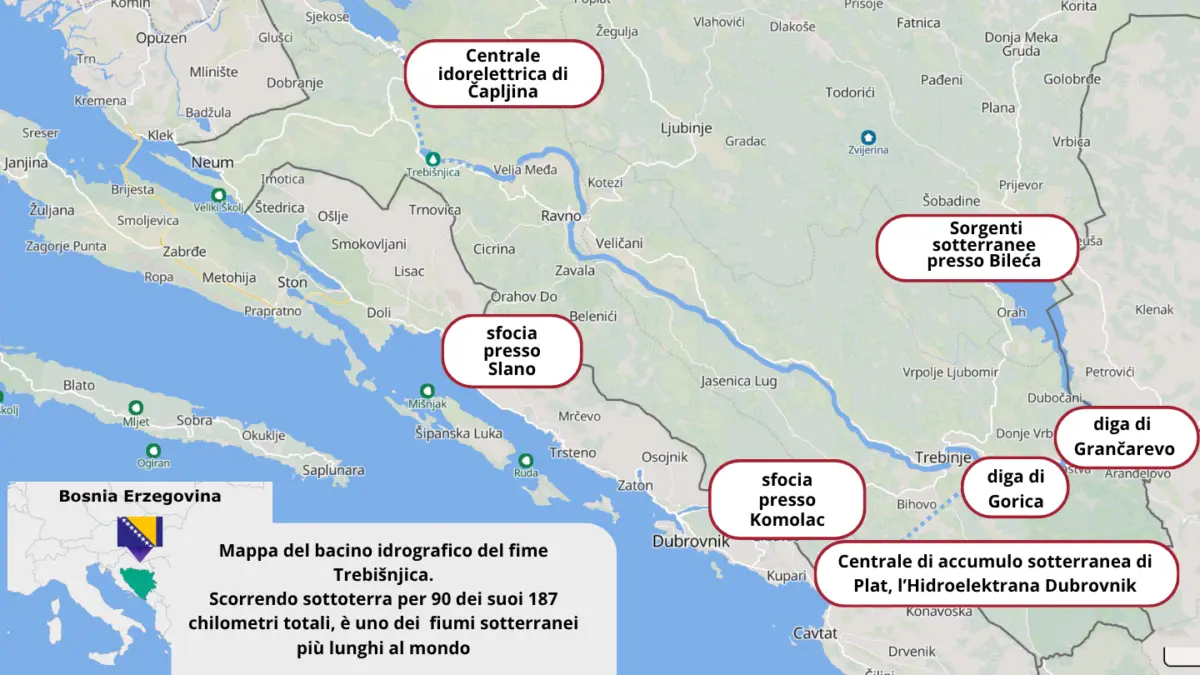 Mappa del bacino idrografico del fiume Trebišnjica
