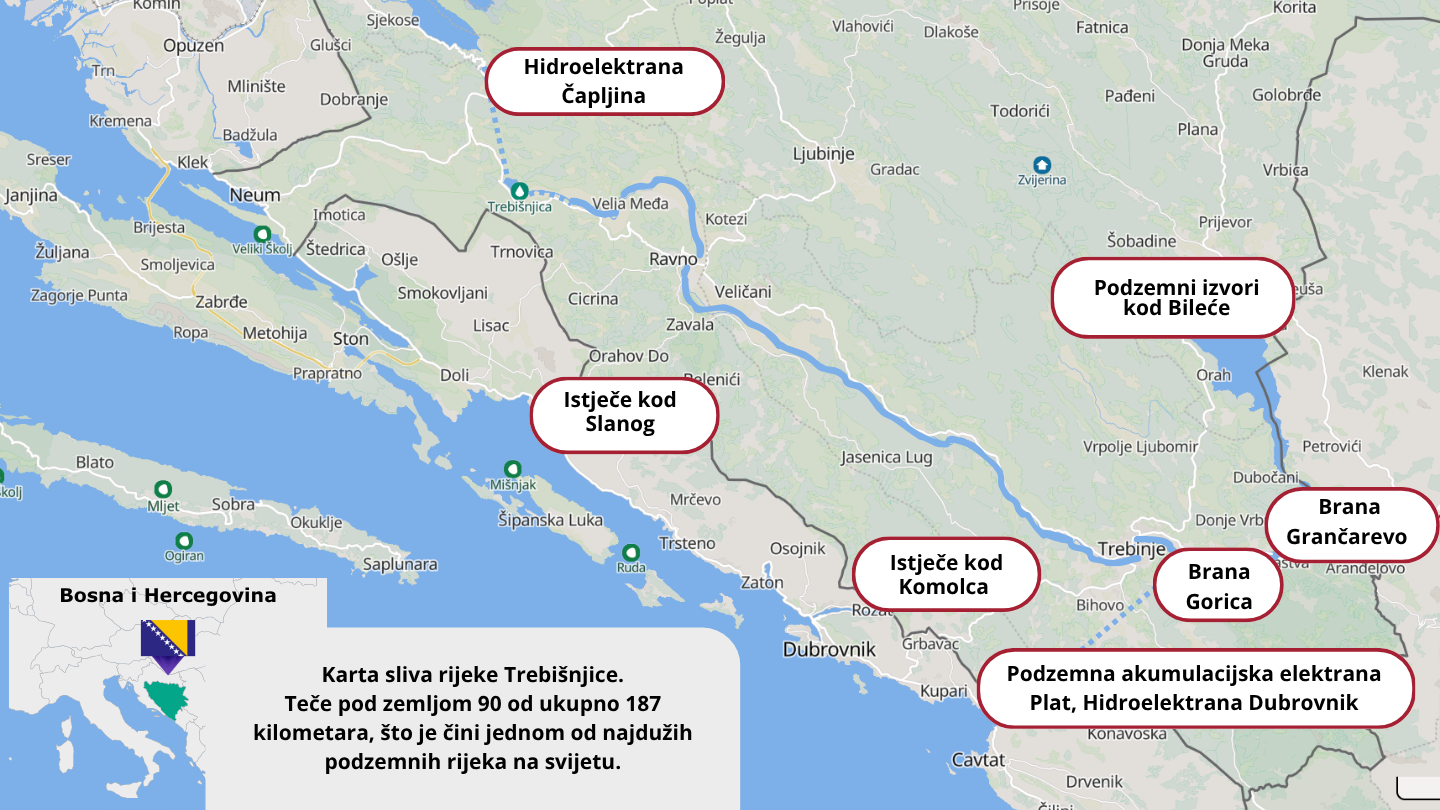 Karta sliva rijeke Trebišnjice